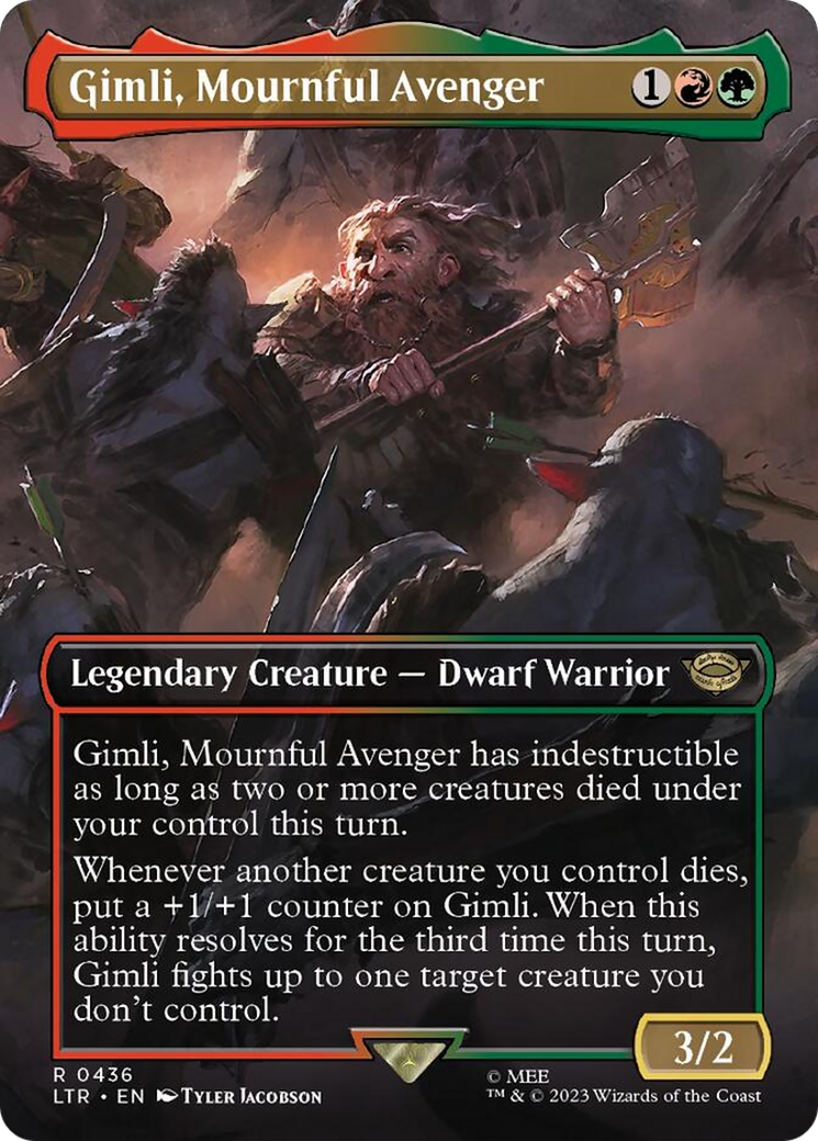 Gimli, Mournful Avenger (Borderless Alternate Art) [The Lord of the Rings: Tales of Middle-Earth] | Gear Gaming Bentonville