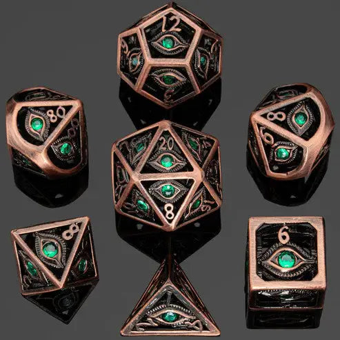 Dragon's Eye Hollow Metal Dice Set - Emerald Green Gems | Gear Gaming Bentonville