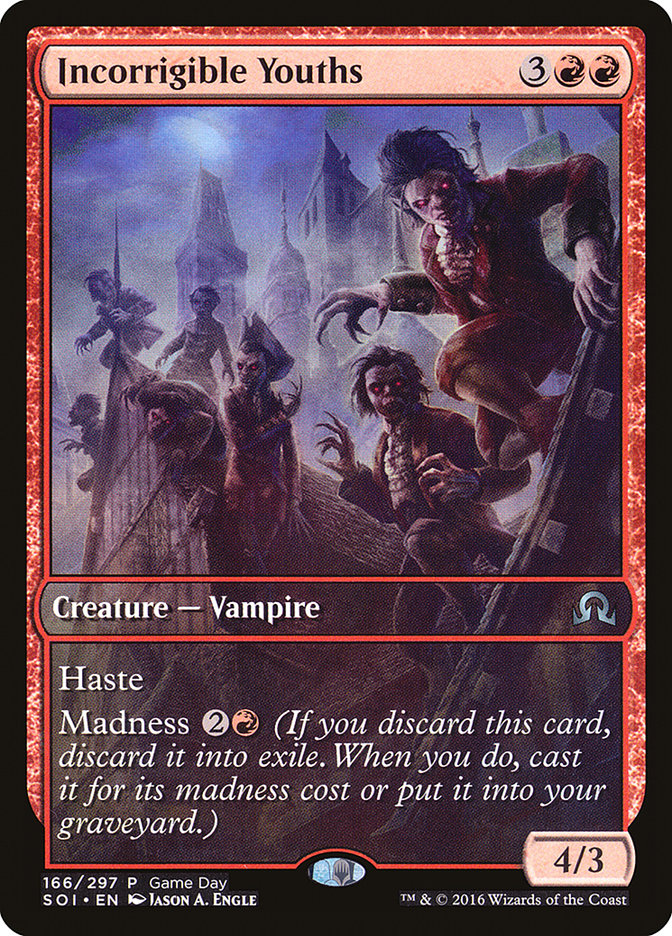 Incorrigible Youths (Game Day) (Extended Art) [Shadows over Innistrad Promos] | Gear Gaming Bentonville