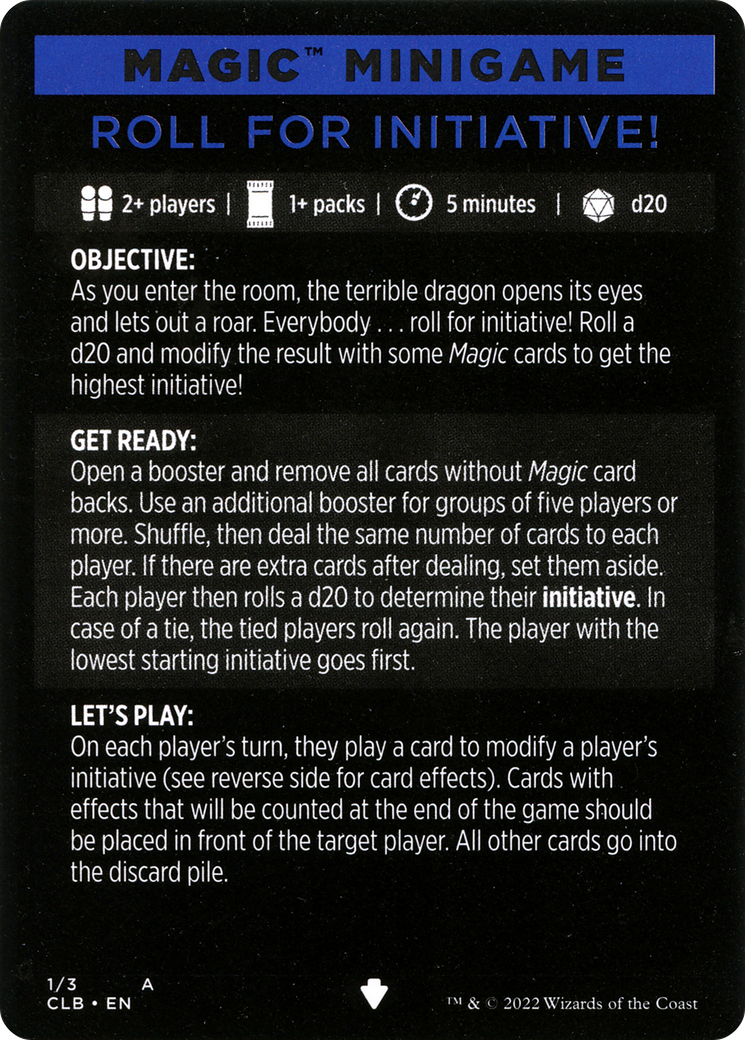 Roll for Initiative! (Magic Minigame) [Commander Legends: Battle for Baldur's Gate Minigame] | Gear Gaming Bentonville
