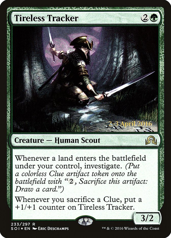 Tireless Tracker [Shadows over Innistrad Prerelease Promos] | Gear Gaming Bentonville