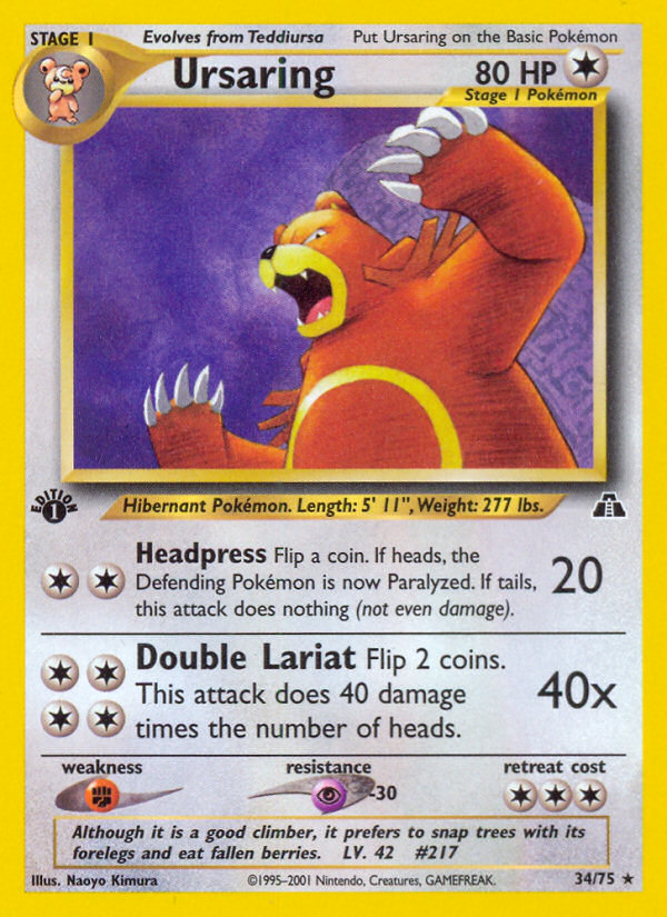 Ursaring (34/75) [Neo Discovery 1st Edition] | Gear Gaming Bentonville