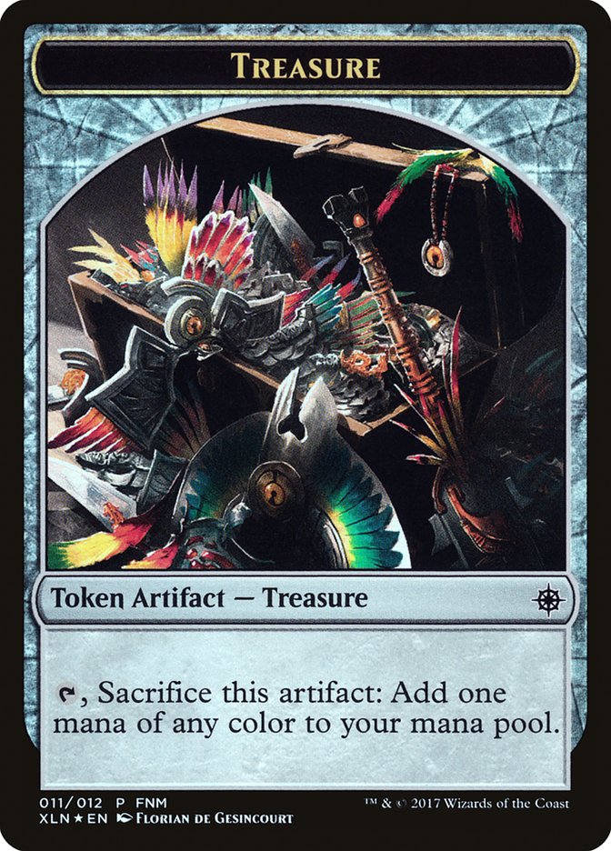 Dinosaur // Treasure Double-Sided Token [Friday Night Magic 2017] | Gear Gaming Bentonville