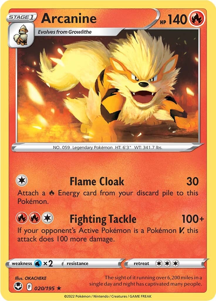 Arcanine (020/195) [Sword & Shield: Silver Tempest] | Gear Gaming Bentonville