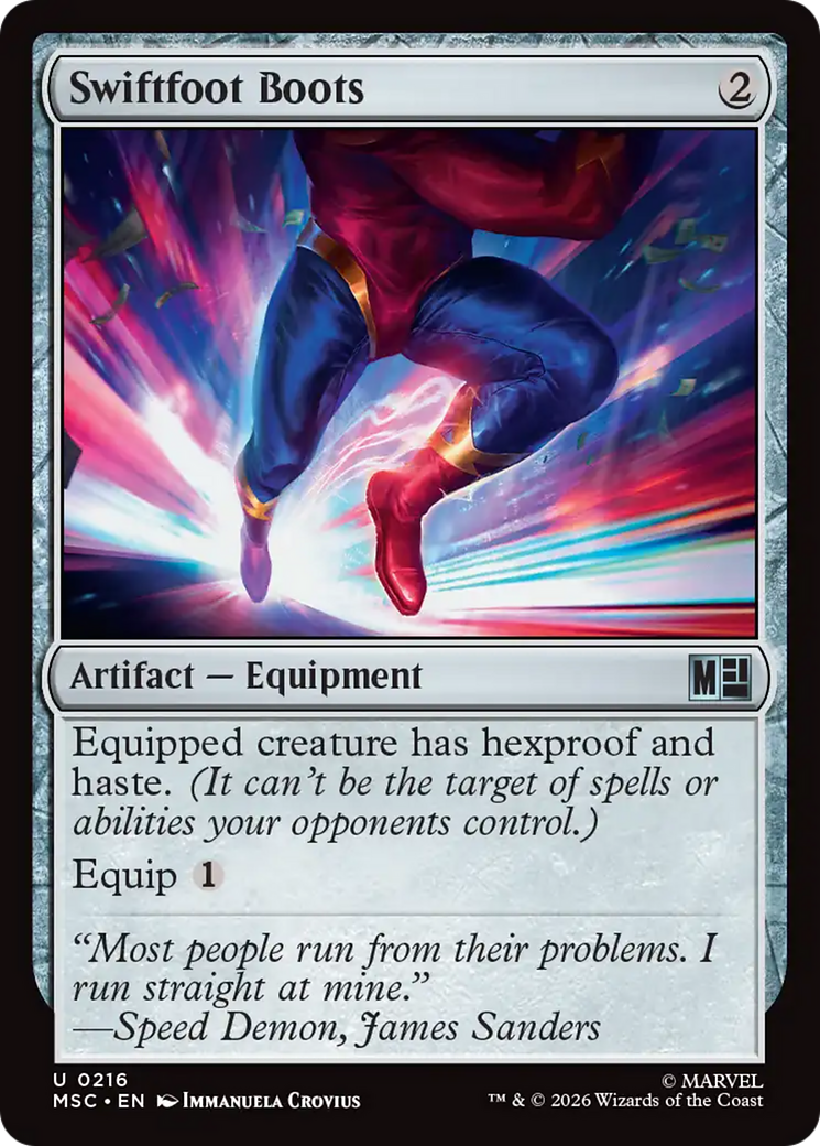 Swiftfoot Boots (Surge Foil) [Marvel Super Heroes Commander] | Gear Gaming Bentonville