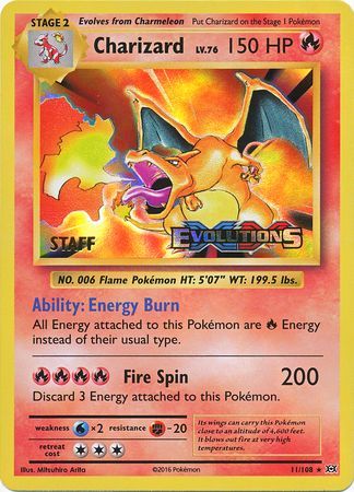 Charizard (11/108) (XY Evolutions Staff Prerelease) [XY: Black Star Promos] | Gear Gaming Bentonville