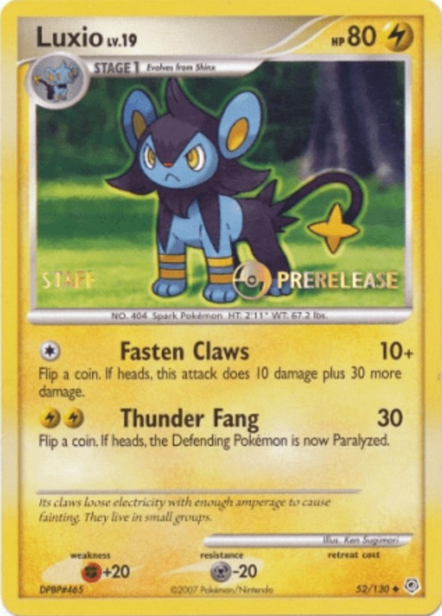 Luxio (52/130) (Prerelease Promo Staff) [Nintendo: Black Star Promos] | Gear Gaming Bentonville