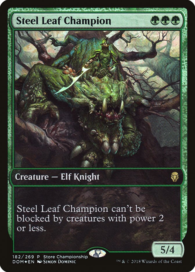 Steel Leaf Champion (Store Championship) (Full Art) [Dominaria Promos] | Gear Gaming Bentonville