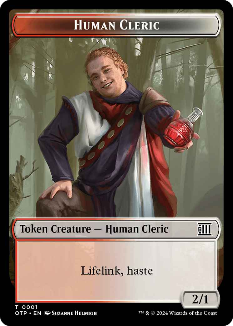 Human Cleric // Plot Double-Sided Token [Outlaws of Thunder Junction: Breaking News Tokens] | Gear Gaming Bentonville