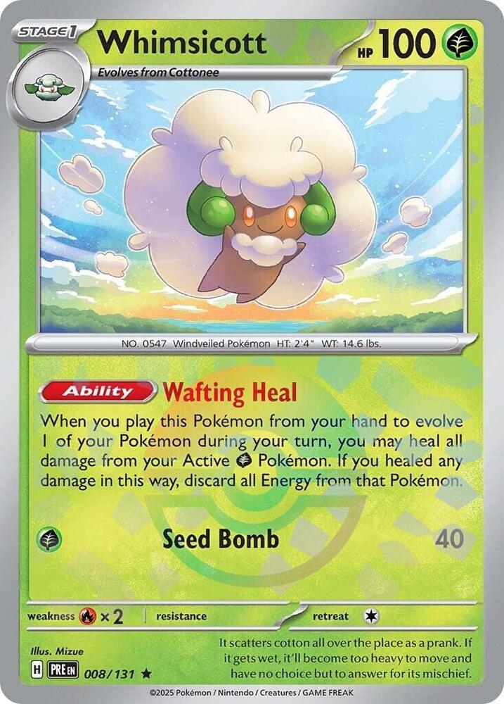 Whimsicott (008/131) (Poke Ball Pattern) [Scarlet & Violet: Prismatic Evolutions] | Gear Gaming Bentonville