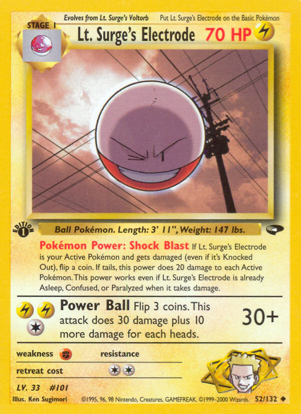 Lt. Surge's Electrode (52/132) [Gym Challenge 1st Edition] | Gear Gaming Bentonville