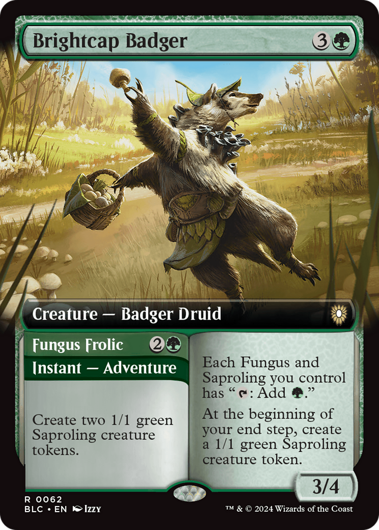 Brightcap Badger // Fungus Frolic (Extended Art) [Bloomburrow Commander] | Gear Gaming Bentonville