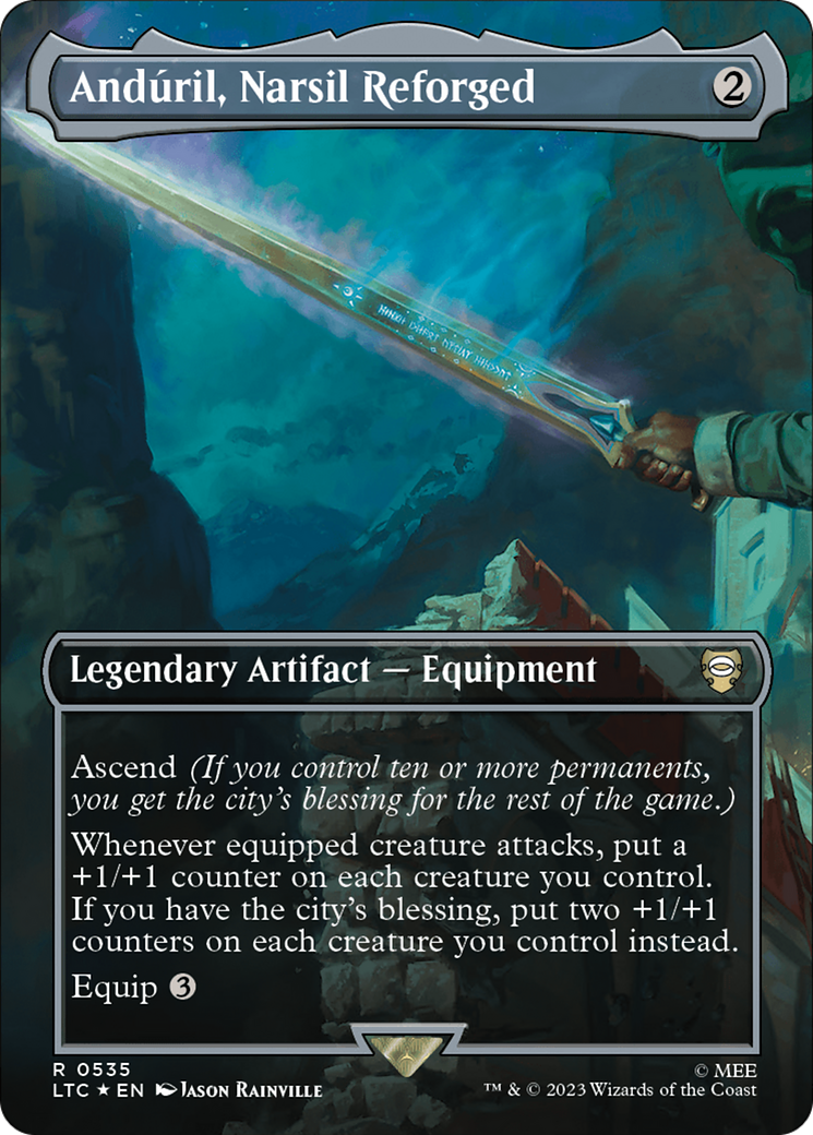 Anduril, Narsil Reforged (Borderless) (Surge Foil) [The Lord of the Rings: Tales of Middle-Earth Commander] | Gear Gaming Bentonville