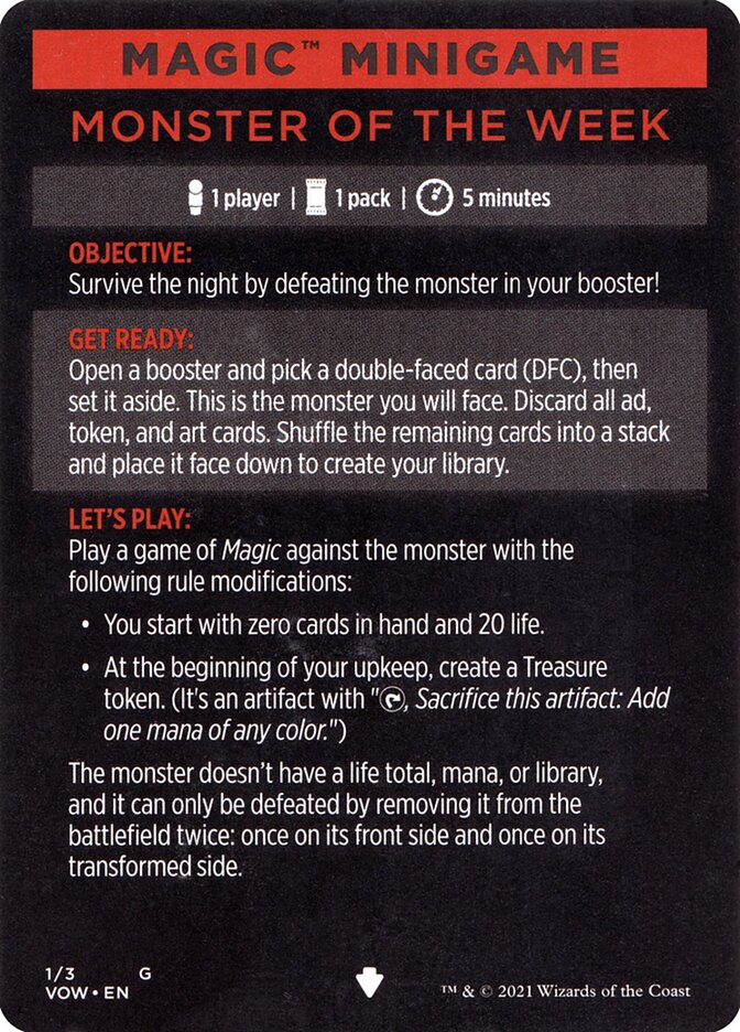Monster of The Week (Magic Minigame) [Innistrad: Crimson Vow Minigame] | Gear Gaming Bentonville