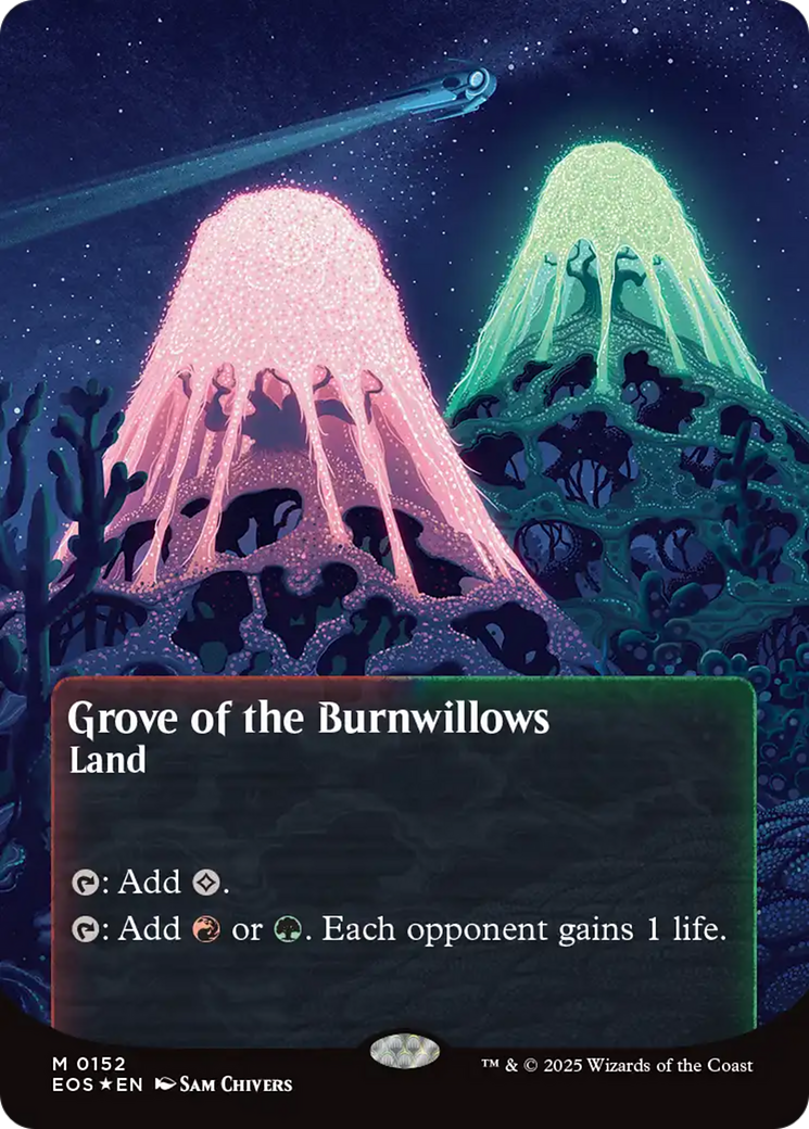 Grove of the Burnwillows (0152) (Borderless) (Galaxy Foil) [Edge of Eternities: Stellar Sights] | Gear Gaming Bentonville