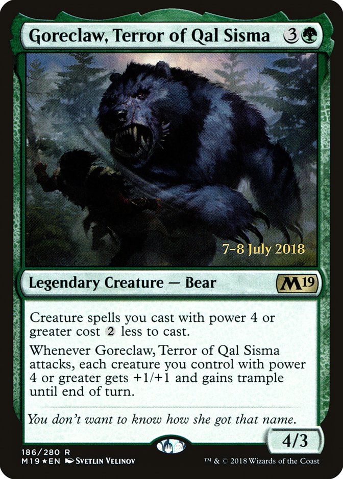 Goreclaw, Terror of Qal Sisma [Core Set 2019 Prerelease Promos] | Gear Gaming Bentonville