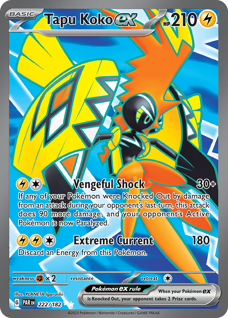 Tapu Koko ex (222/182) [Scarlet & Violet: Paradox Rift] | Gear Gaming Bentonville