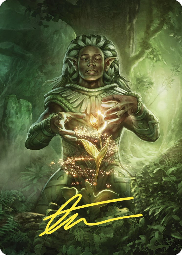 Elvish Mystic Art Card (Gold-Stamped Signature) [Commander Masters Art Series] | Gear Gaming Bentonville