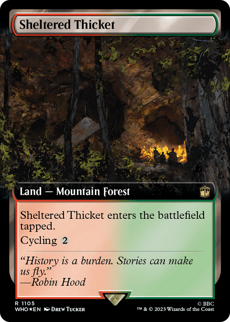 Sheltered Thicket (Extended Art) (Surge Foil) [Doctor Who] | Gear Gaming Bentonville