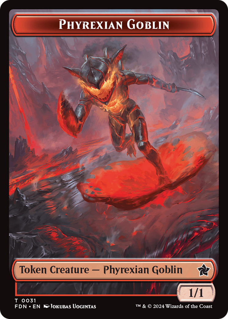 Cat (0027) // Phyrexian Goblin Double-Sided Token [Foundations Tokens] | Gear Gaming Bentonville