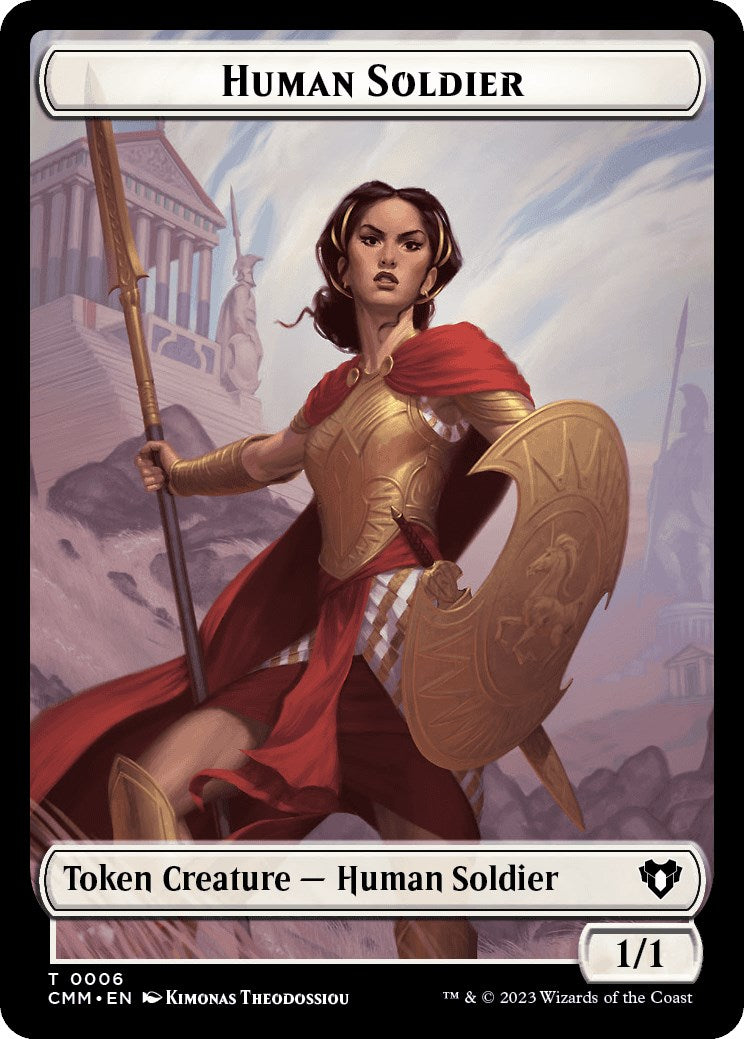 Human Soldier // Dwarf Berserker Double-Sided Token [Commander Masters Tokens] | Gear Gaming Bentonville