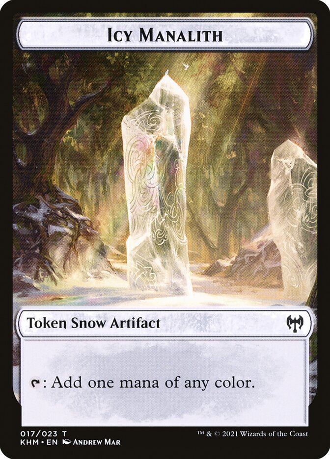 Elf Warrior // Icy Manalith Double-Sided Token [Kaldheim Tokens] | Gear Gaming Bentonville
