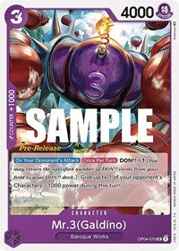Mr.3 (Galdino) [Kingdoms of Intrigue Pre-Release Cards] | Gear Gaming Bentonville