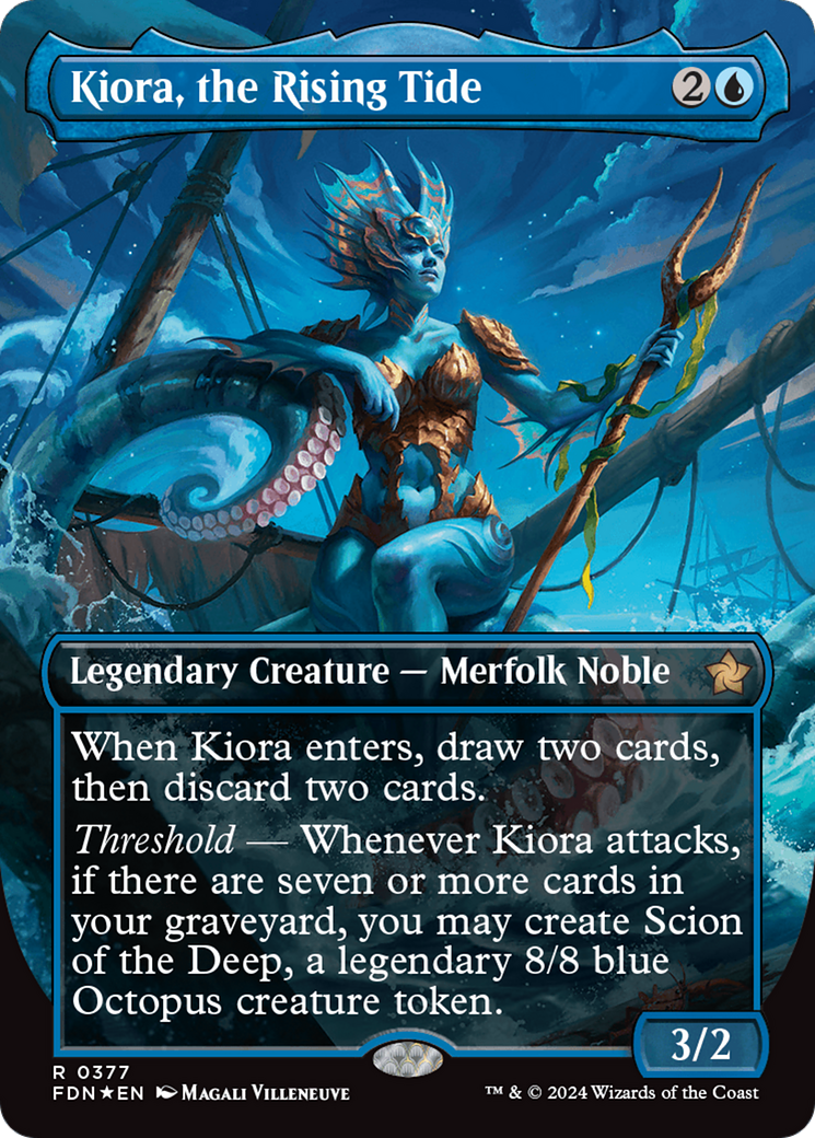 Kiora, the Rising Tide (Borderless) (Mana Foil) [Foundations] | Gear Gaming Bentonville