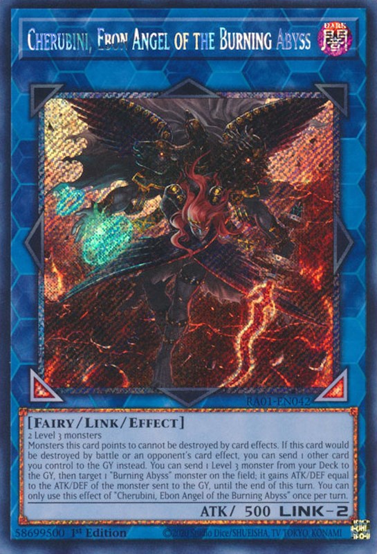 Cherubini, Ebon Angel of the Burning Abyss [RA01-EN042] Platinum Secret Rare | Gear Gaming Bentonville