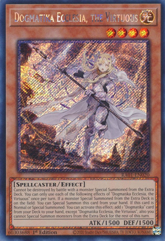 Dogmatika Ecclesia, the Virtuous [RA01-EN020] Platinum Secret Rare | Gear Gaming Bentonville