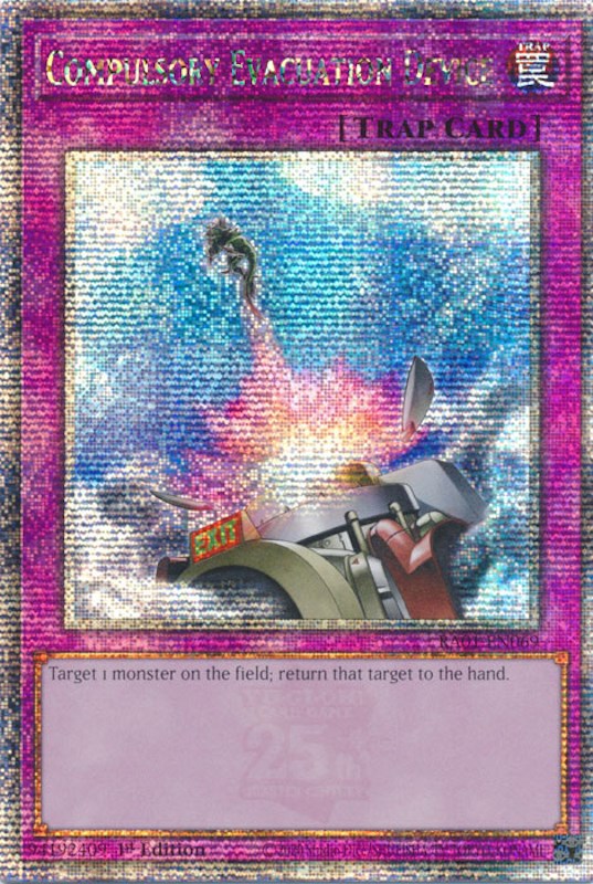 Compulsory Evacuation Device [RA01-EN069] Quarter Century Secret Rare | Gear Gaming Bentonville