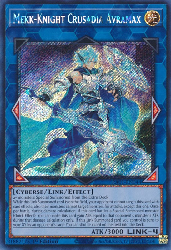 Mekk-Knight Crusadia Avramax [RA01-EN044] Platinum Secret Rare | Gear Gaming Bentonville