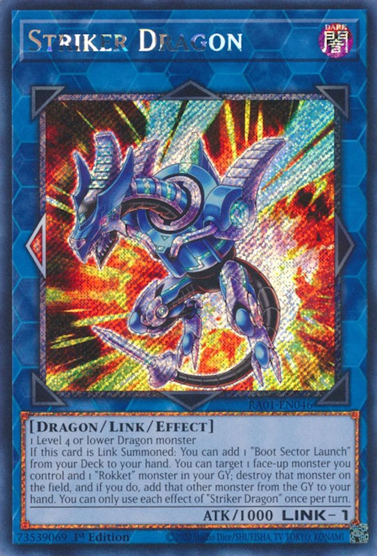 Striker Dragon [RA01-EN046] Platinum Secret Rare | Gear Gaming Bentonville