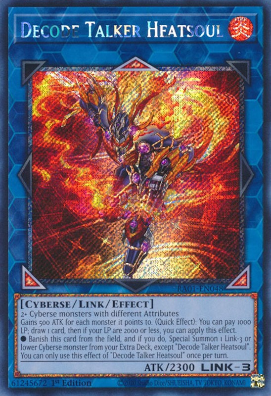 Decode Talker Heatsoul [RA01-EN048] Platinum Secret Rare | Gear Gaming Bentonville