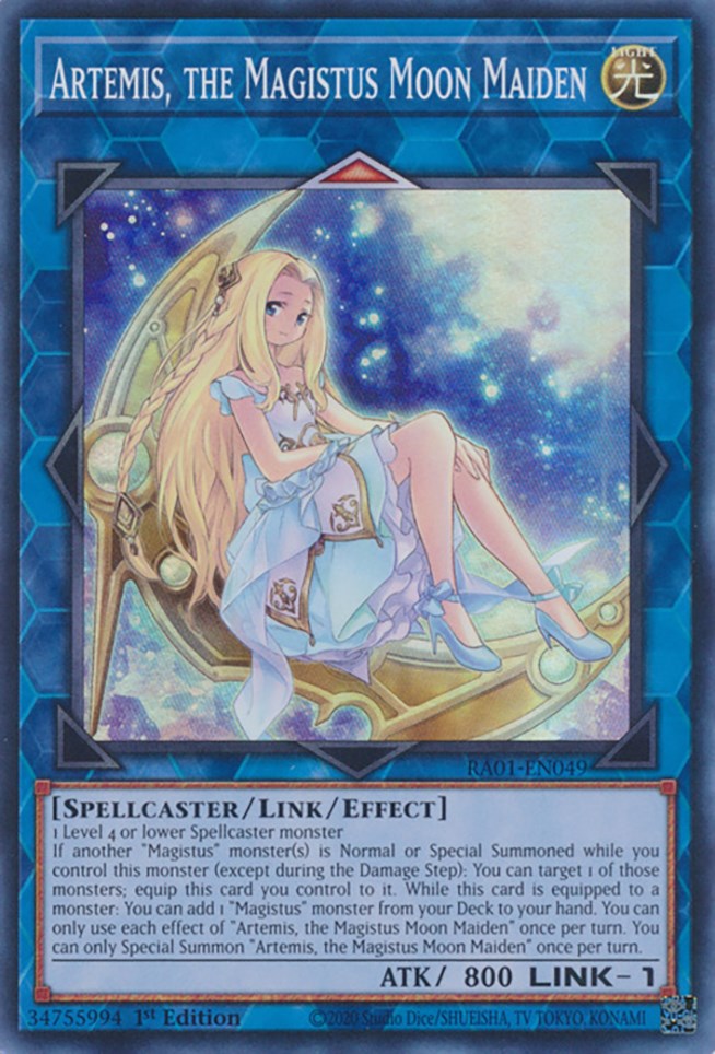 Artemis, the Magistus Moon Maiden [RA01-EN049] Super Rare | Gear Gaming Bentonville