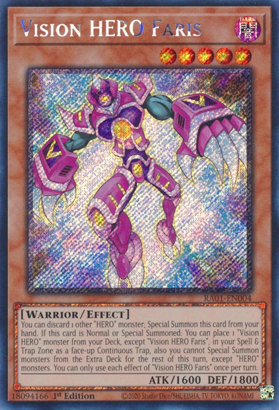 Vision HERO Faris [RA01-EN004] Platinum Secret Rare | Gear Gaming Bentonville