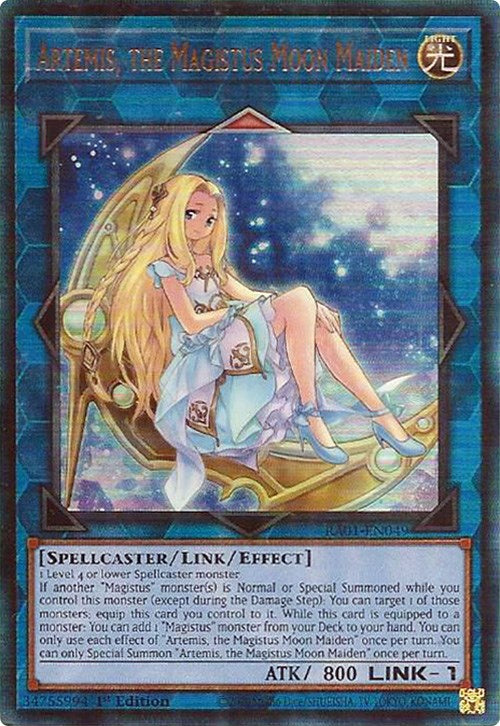 Artemis, the Magistus Moon Maiden [RA01-EN049] Prismatic Ultimate Rare | Gear Gaming Bentonville