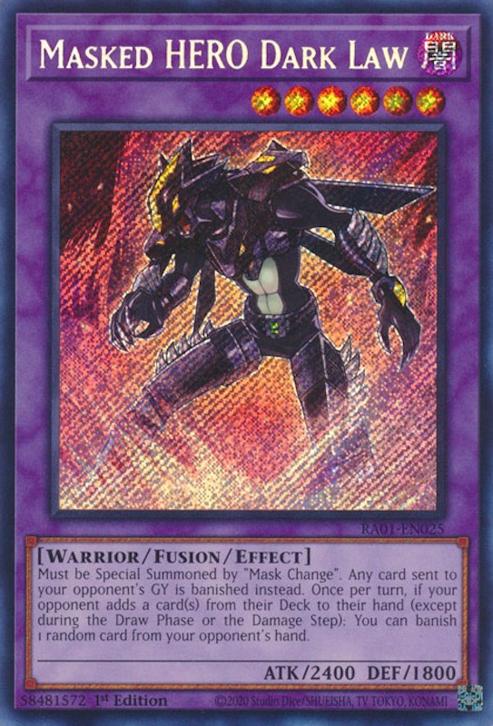 Masked HERO Dark Law [RA01-EN025] Secret Rare | Gear Gaming Bentonville