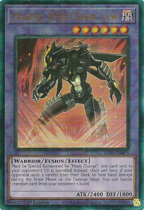 Masked HERO Dark Law [RA01-EN025] Prismatic Ultimate Rare | Gear Gaming Bentonville