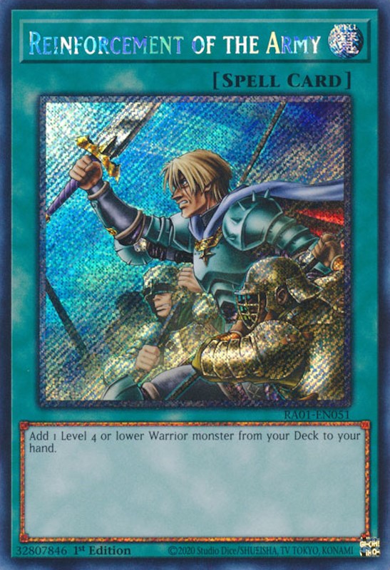 Reinforcement of the Army [RA01-EN051] Platinum Secret Rare | Gear Gaming Bentonville