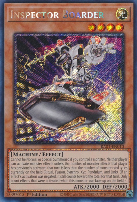 Inspector Boarder [RA01-EN010] Platinum Secret Rare | Gear Gaming Bentonville