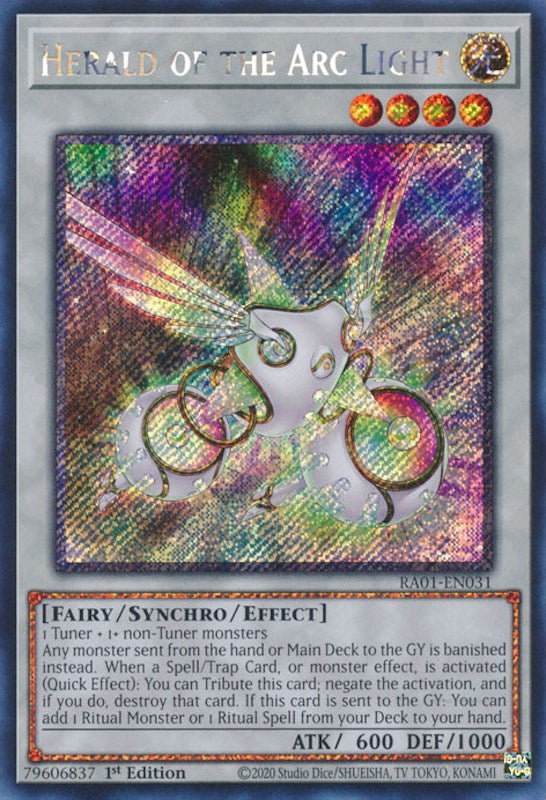 Herald of the Arc Light [RA01-EN031] Platinum Secret Rare | Gear Gaming Bentonville