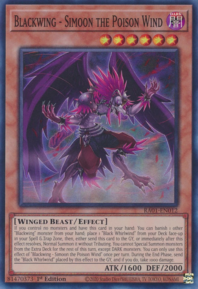 Blackwing - Simoon the Poison Wind [RA01-EN012] Super Rare | Gear Gaming Bentonville