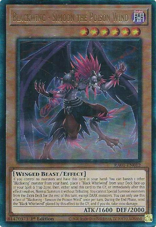 Blackwing - Simoon the Poison Wind [RA01-EN012] Prismatic Ultimate Rare | Gear Gaming Bentonville