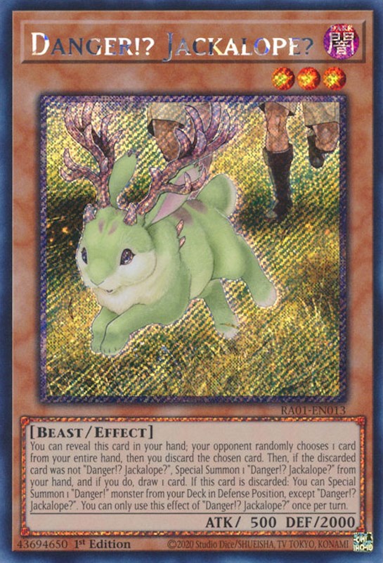 Danger!? Jackalope? [RA01-EN013] Platinum Secret Rare | Gear Gaming Bentonville