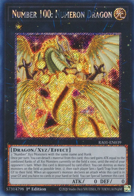 Number 100: Numeron Dragon [RA01-EN039] Platinum Secret Rare | Gear Gaming Bentonville