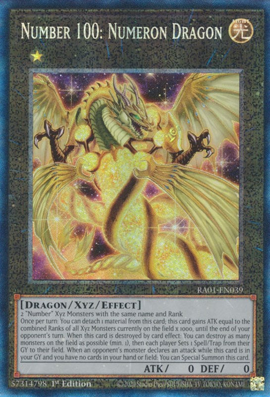 Number 100: Numeron Dragon [RA01-EN039] Prismatic Collector's Rare | Gear Gaming Bentonville