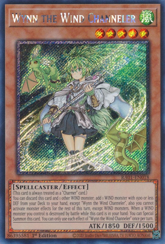 Wynn the Wind Channeler [RA01-EN018] Platinum Secret Rare | Gear Gaming Bentonville