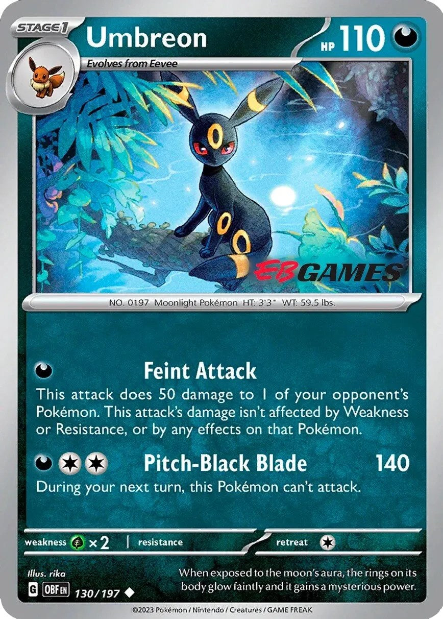 Umbreon (130/197) (EBGames Exclusive) [Scarlet & Violet: Obsidian Flames] | Gear Gaming Bentonville