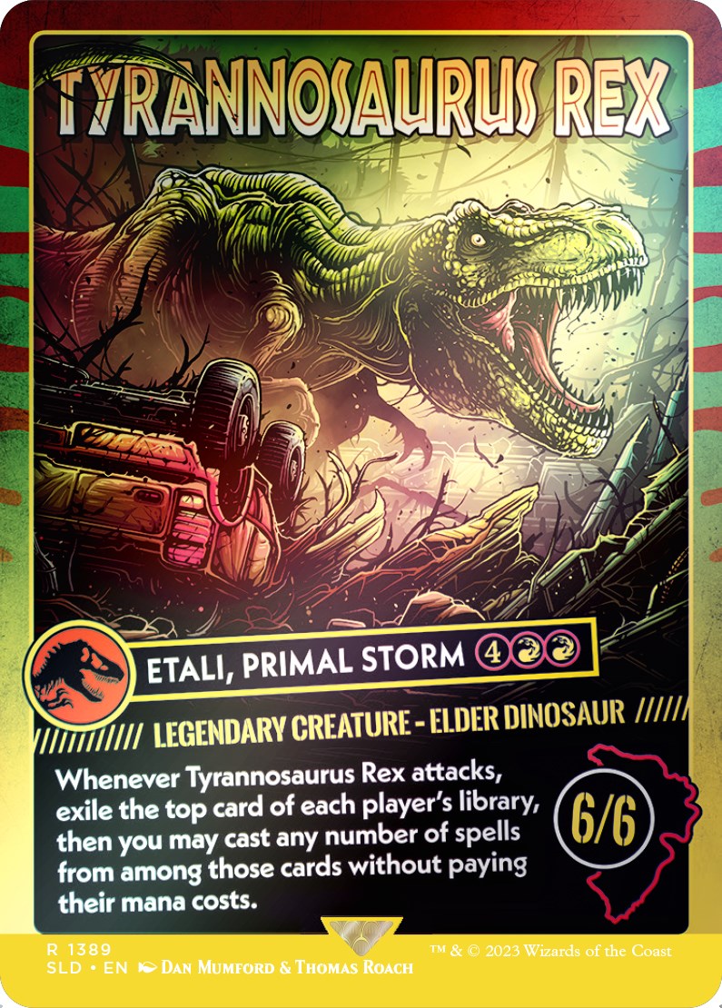 Tyrannosaurus Rex - Etali, Primal Storm (Rainbow Foil) [Secret Lair Drop Series] | Gear Gaming Bentonville